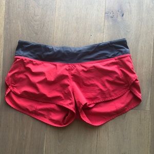 Lululemon pink and grey speed shorts
